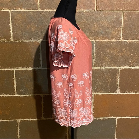 Fever Embroidered Boho Coral Top Women’s M Medium - Picture 4 of 8